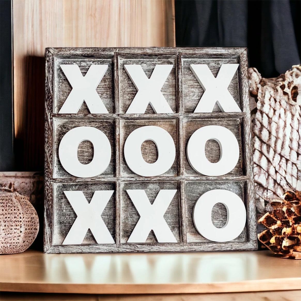 Handmade Wooden Tic Tac Toe Board - 12x12 Rustic Game