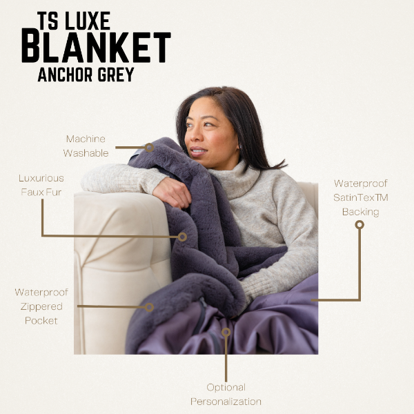 Indoor Faux Fur Blanket with Waterproof Satin Backing