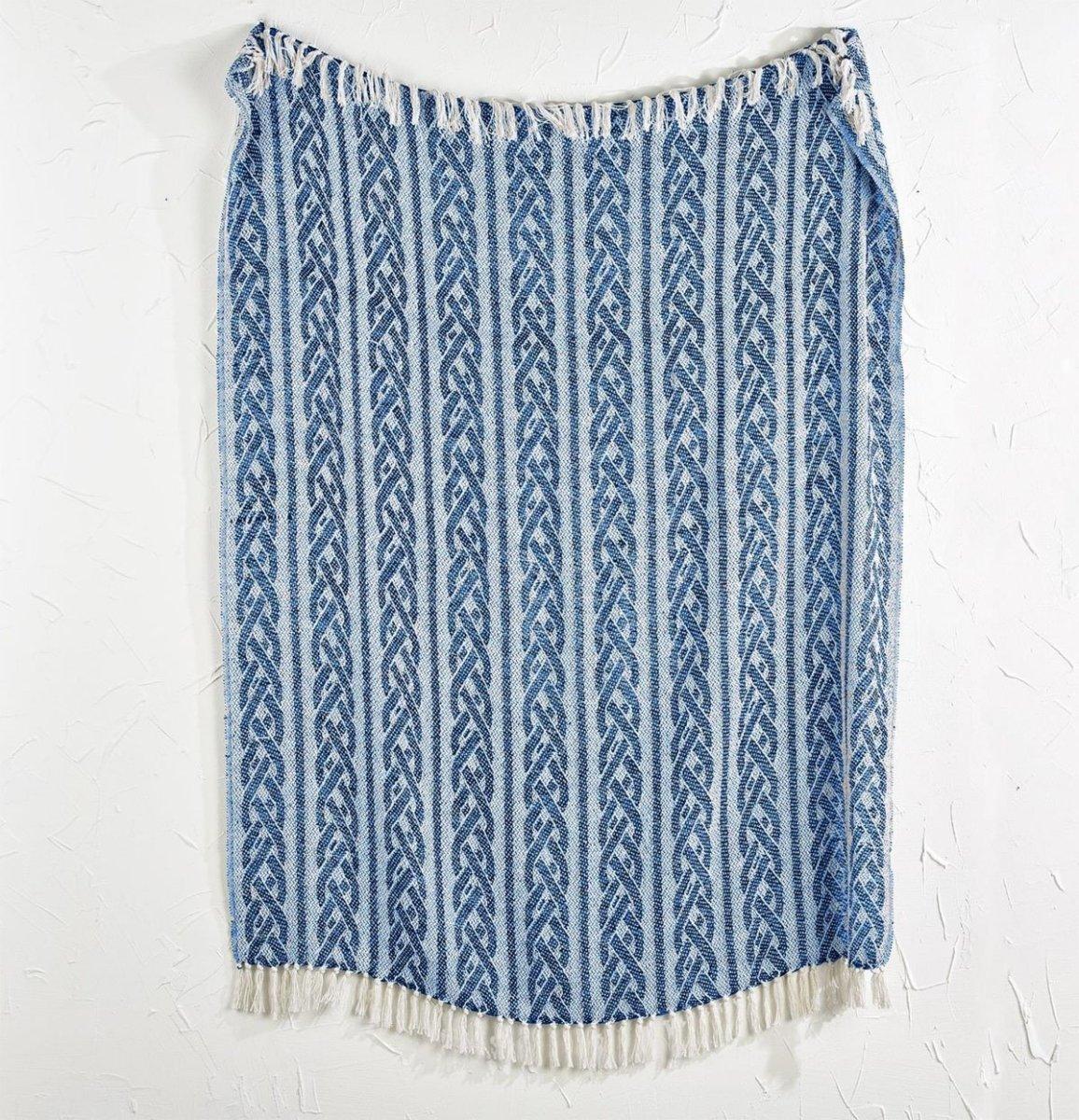 Blue Diamond Throw Blanket with Tassels - 50x60 Cotton