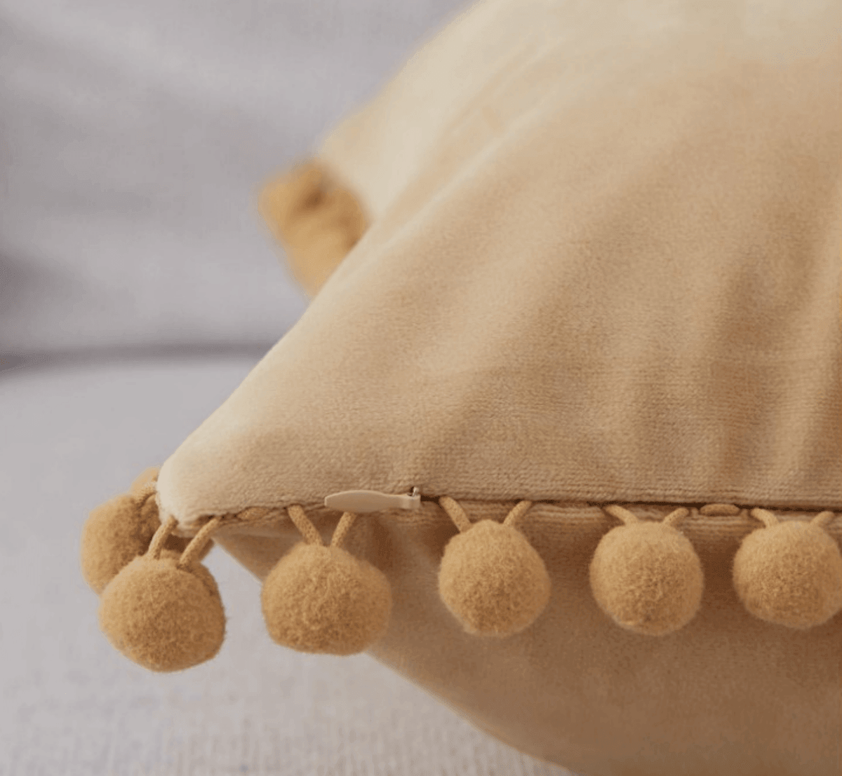 Plush Pom Pom Pillow - 18x18" Velour Decorative Pillow