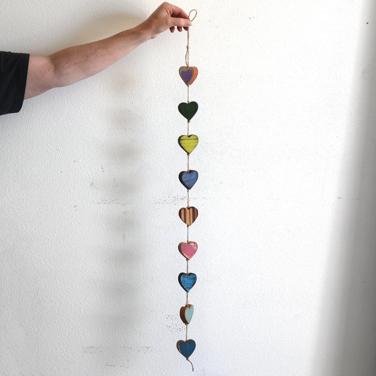 Heartstrings - 9 Handmade Wooden Hearts on String