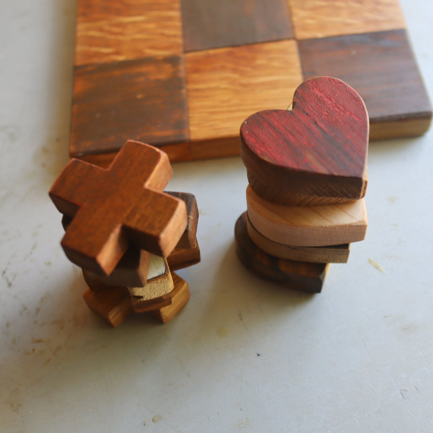 Tic-Tac-Toe Heart Game - Handmade Reclaimed Wood - 7.5" Board