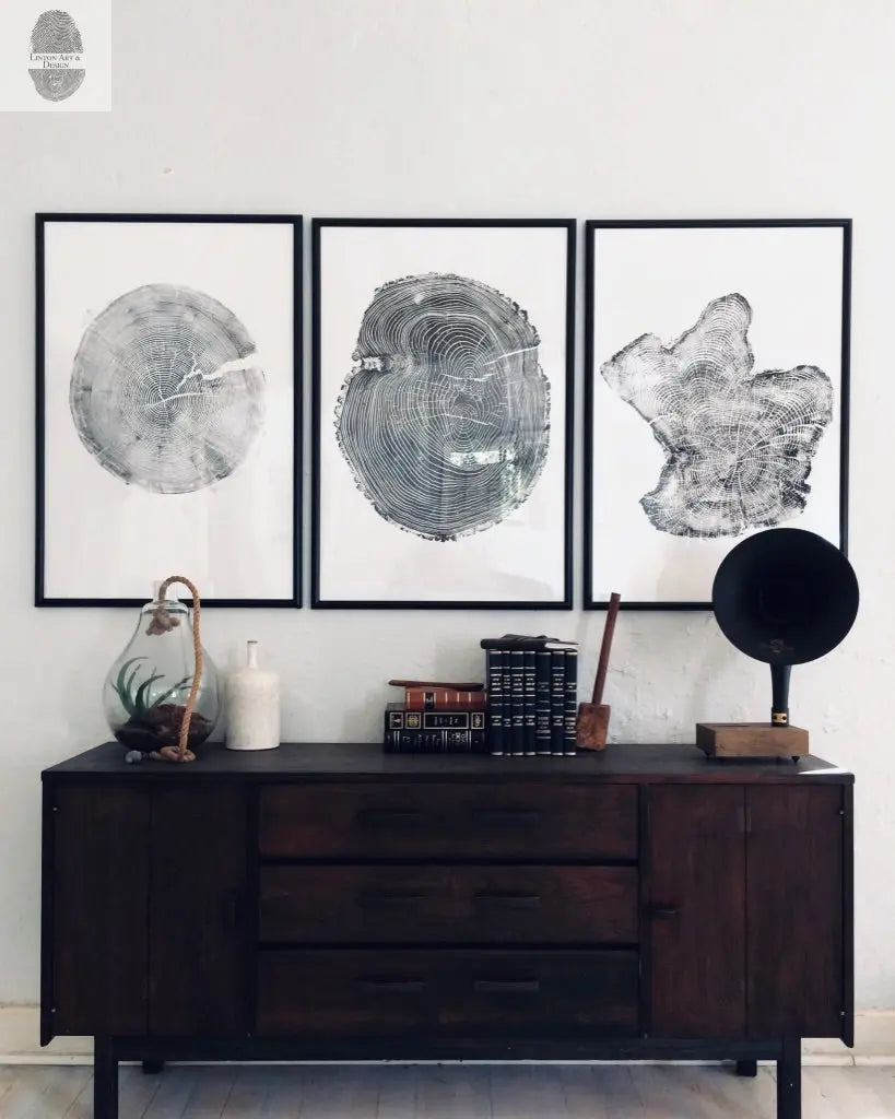 Tree Ring Triptych Wall Art - Set of 3 Panel Prints
