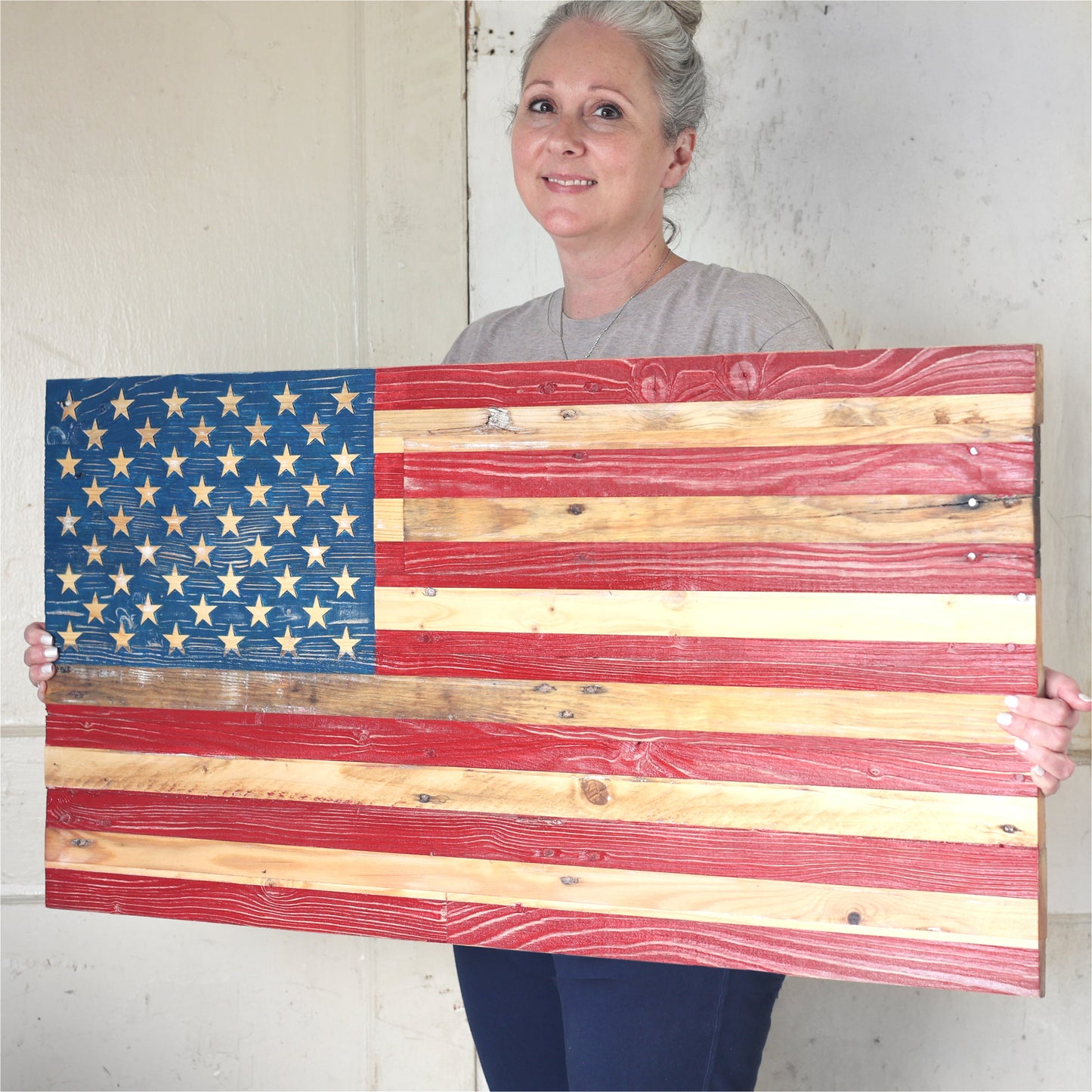 USA Pallet Wood Flags - Handmade Reclaimed Wood - 3 Sizes
