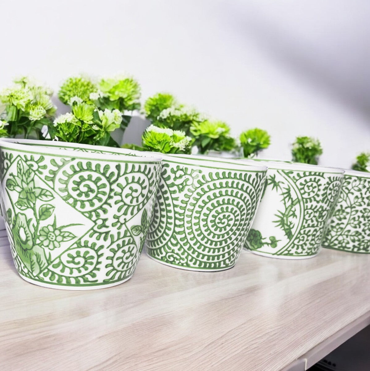 Mini Green Hand-Painted Porcelain Cachepot