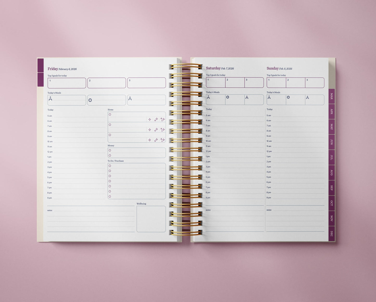 Well Ordered Day Planner 2026 - Daily Organizer with Meal Planning