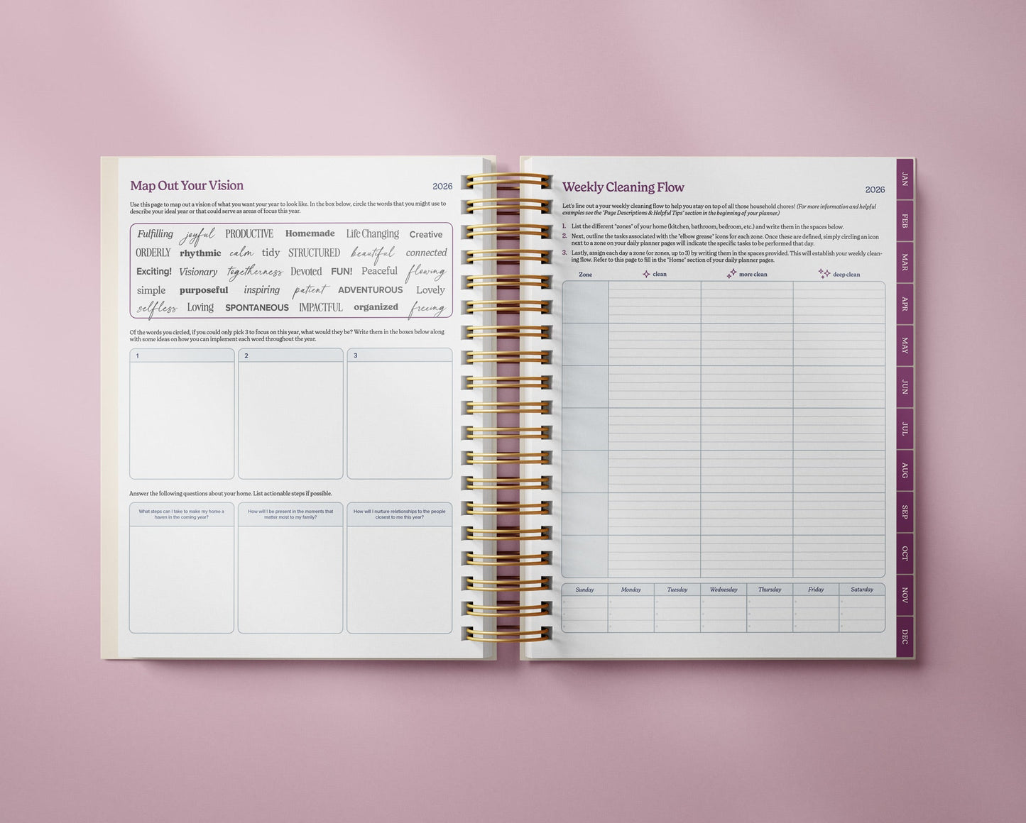 Well Ordered Day Planner 2026 - Daily Organizer with Meal Planning