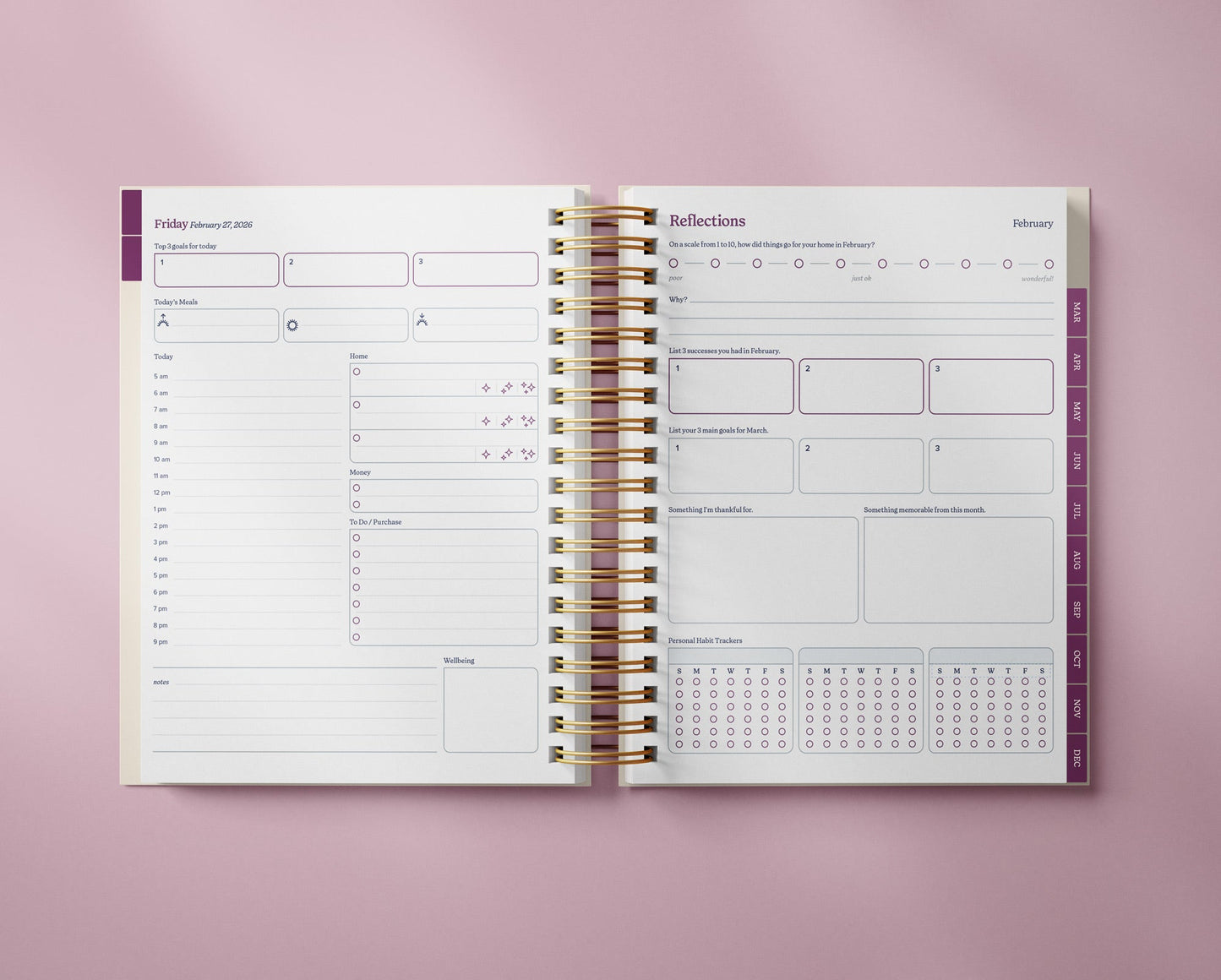 Well Ordered Day Planner 2026 - Daily Organizer with Meal Planning