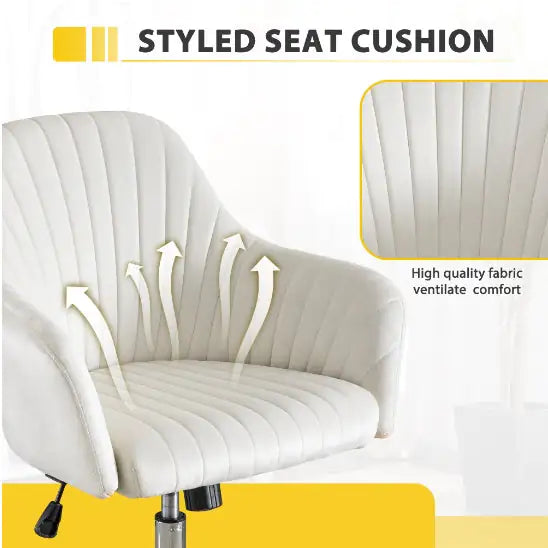Velvet Office Chair - Modern Adjustable Swivel Chair with Casters
