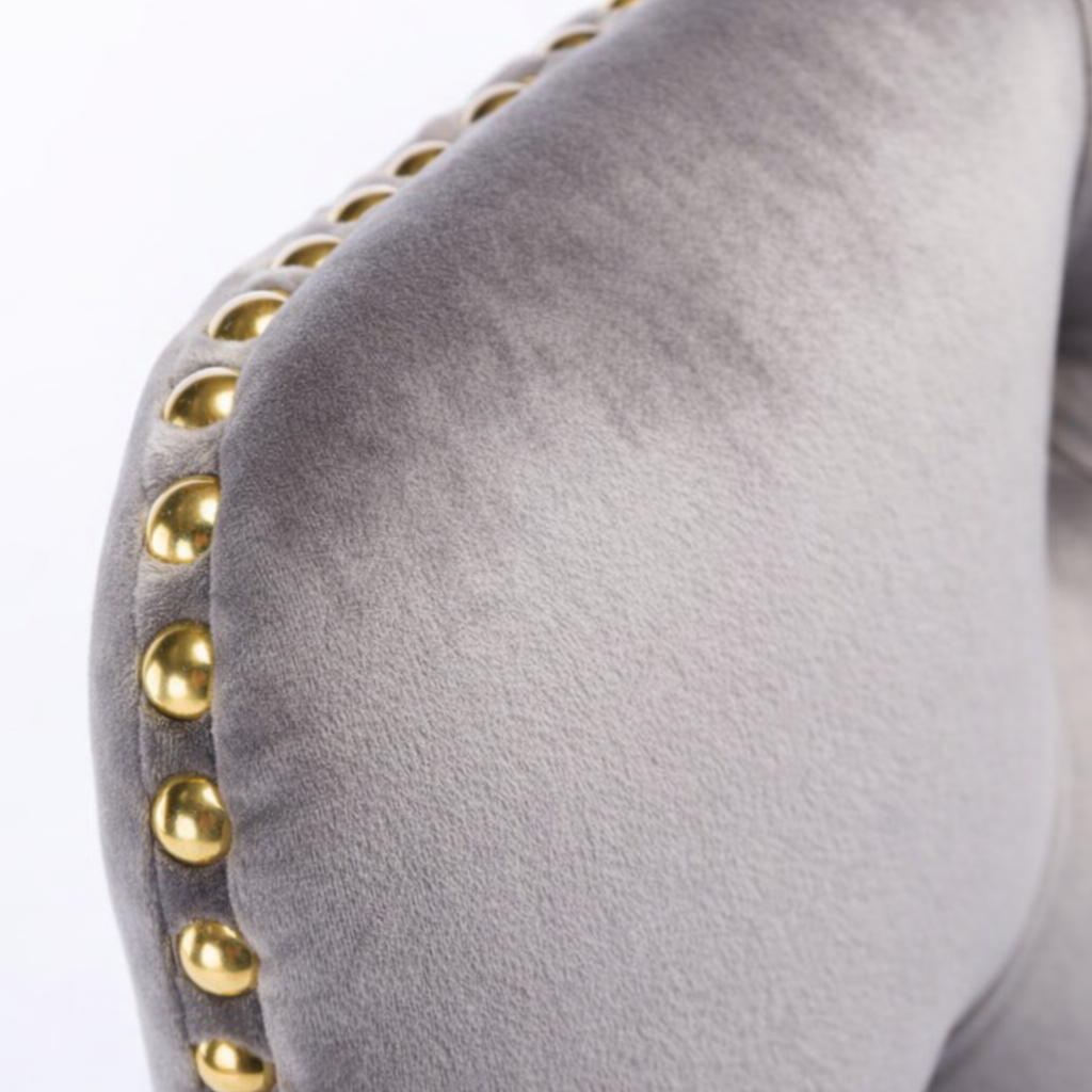 Tufted Velvet Ergonomic Office Chair with Gold Swivel Base