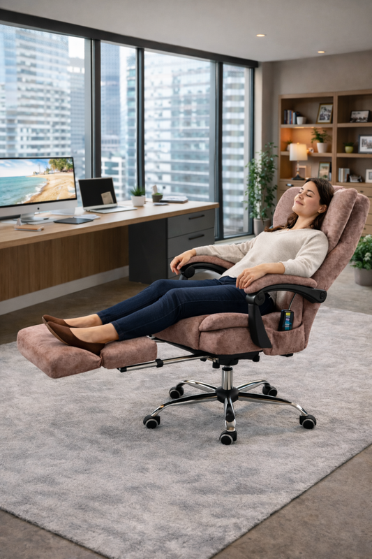 Heated Massage Reclining Office Chair with Footrest – Ergonomic Comfort for Work & Recovery