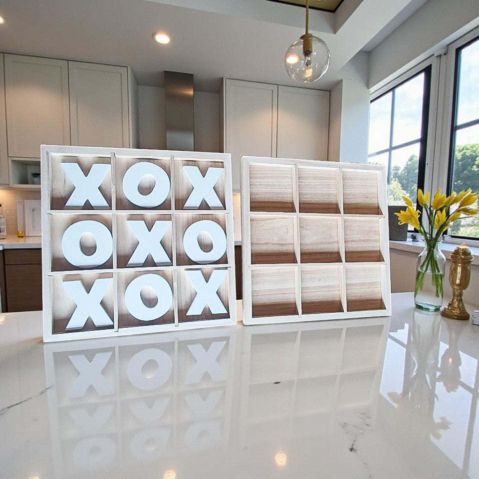 Handmade Wooden Tic Tac Toe Board - 12x12 Rustic Game