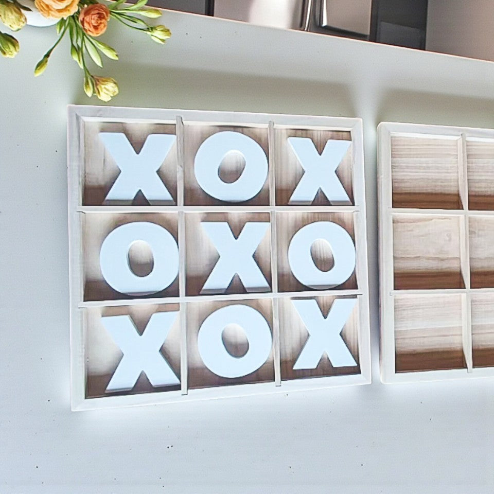 Handmade Wooden Tic Tac Toe Board - 12x12 Rustic Game