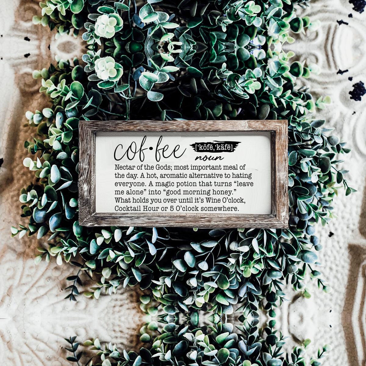 Coffee Definition Wooden Sign - 10x6 Coffee Bar Decor