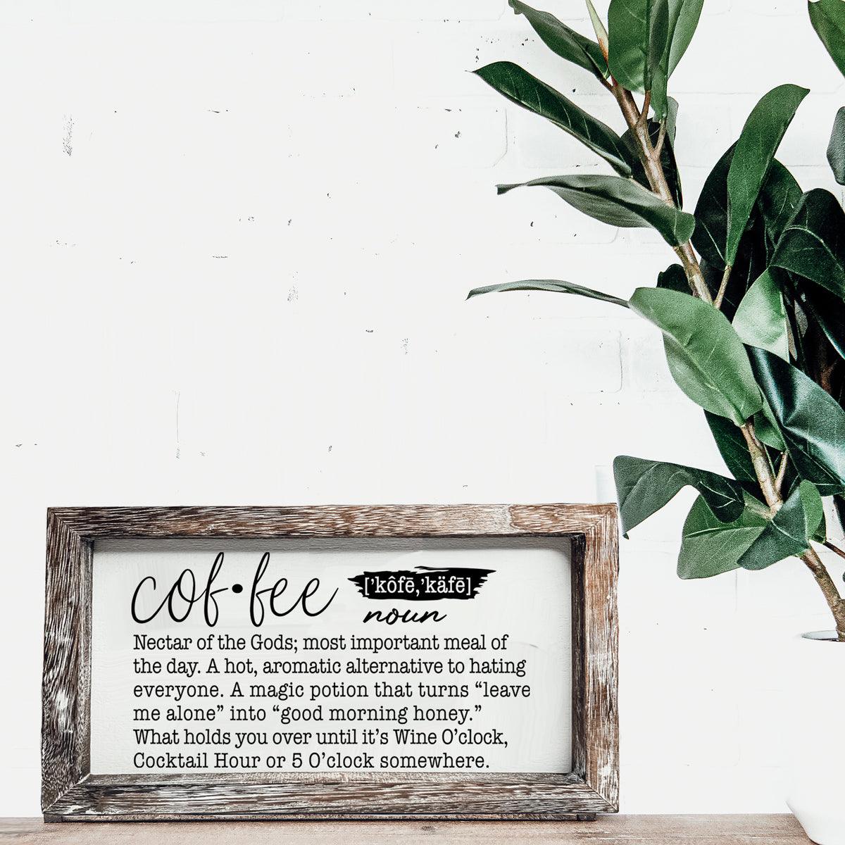 Coffee Definition Wooden Sign - 10x6 Coffee Bar Decor