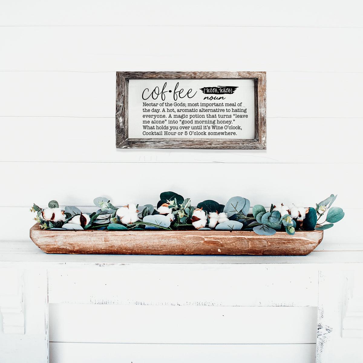 Coffee Definition Wooden Sign - 10x6 Coffee Bar Decor