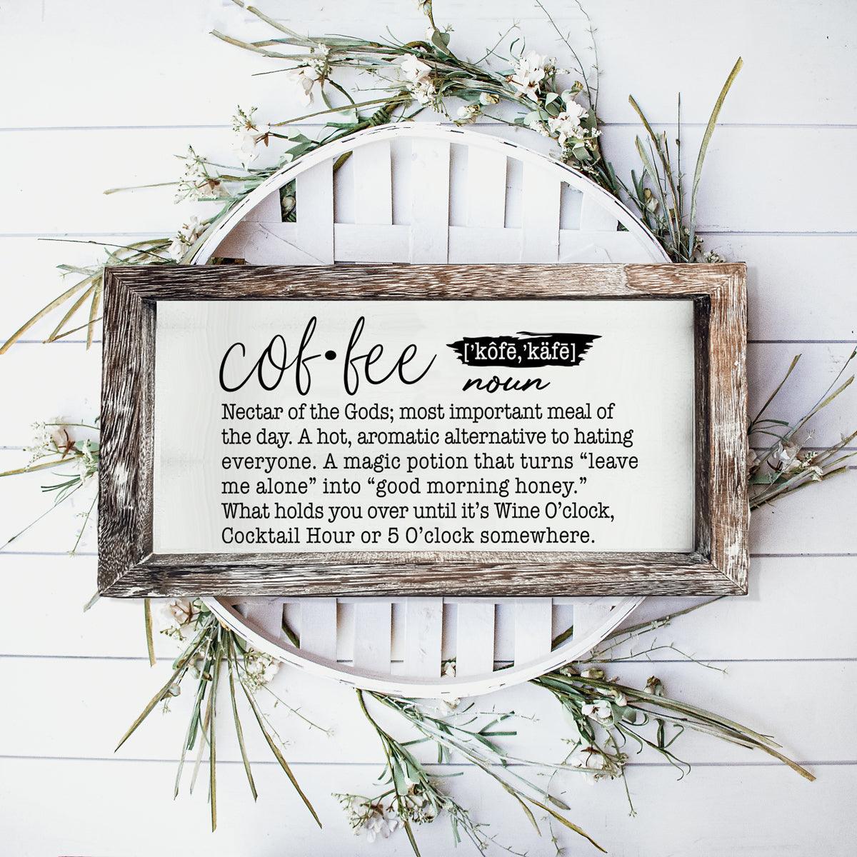 Coffee Definition Wooden Sign - 10x6 Coffee Bar Decor