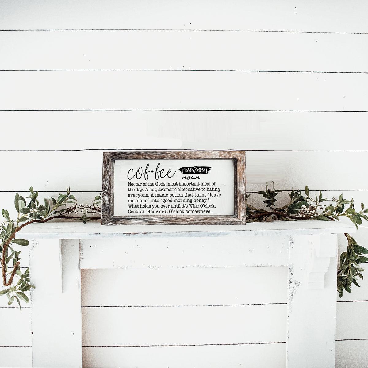 Coffee Definition Wooden Sign - 10x6 Coffee Bar Decor