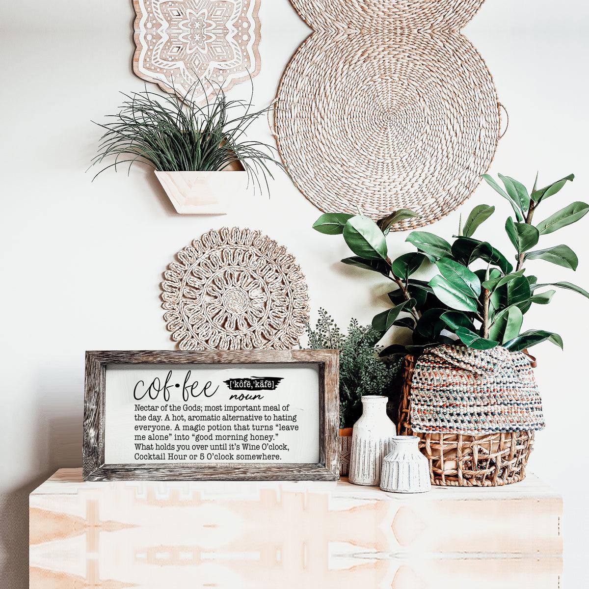 Coffee Definition Wooden Sign - 10x6 Coffee Bar Decor