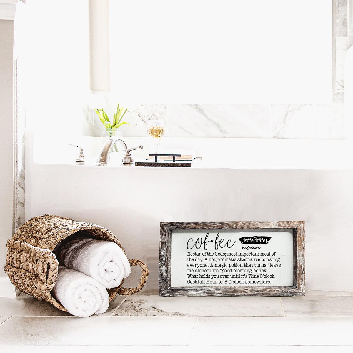 Coffee Definition Wooden Sign - 10x6 Coffee Bar Decor