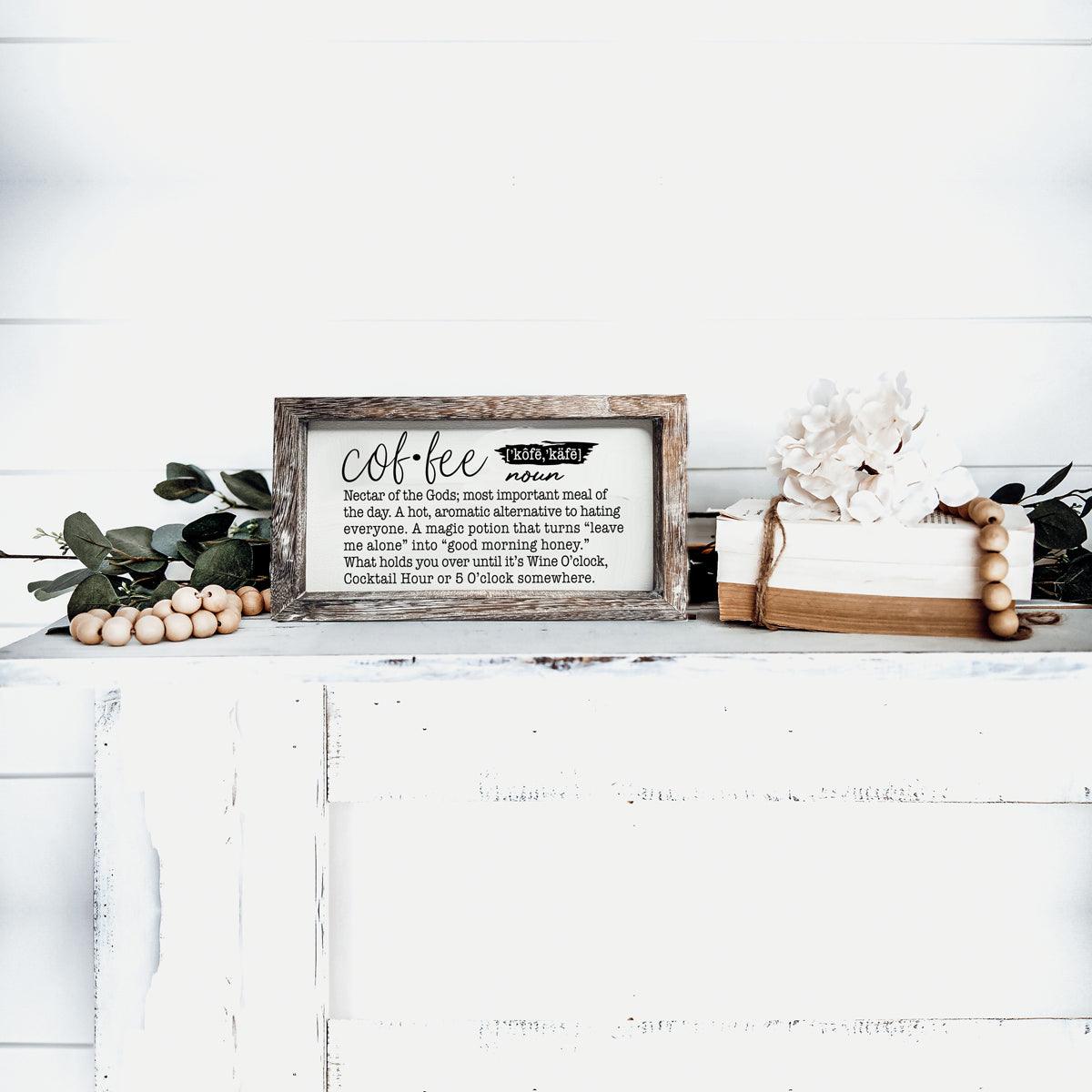 Coffee Definition Wooden Sign - 10x6 Coffee Bar Decor