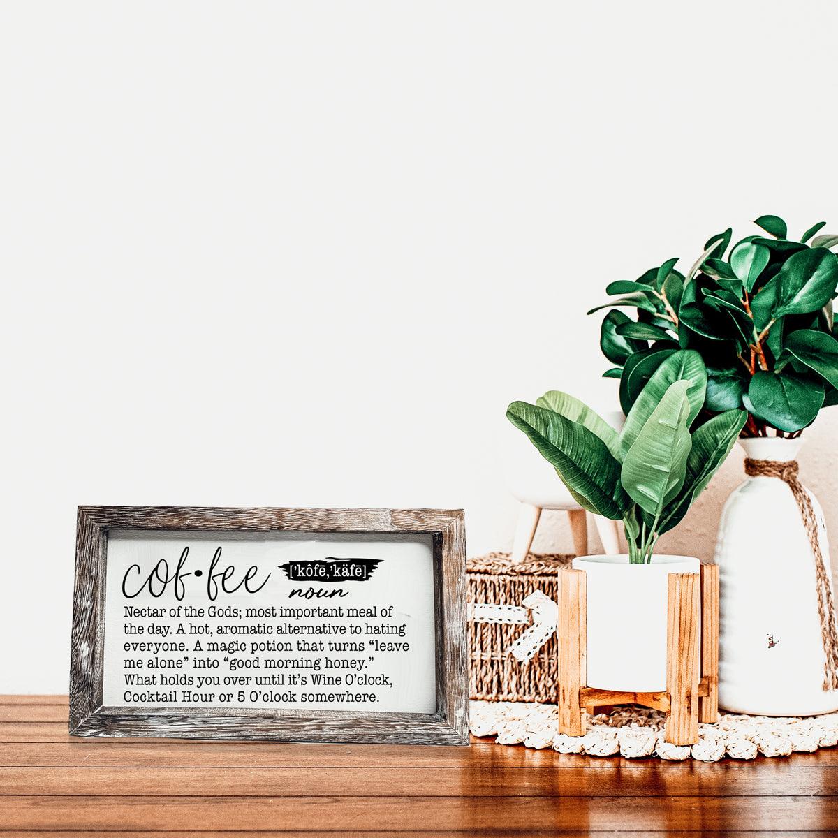 Coffee Definition Wooden Sign - 10x6 Coffee Bar Decor