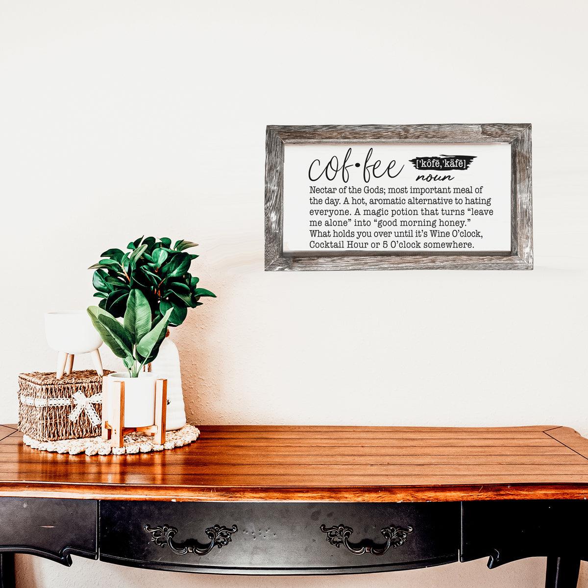 Coffee Definition Wooden Sign - 10x6 Coffee Bar Decor