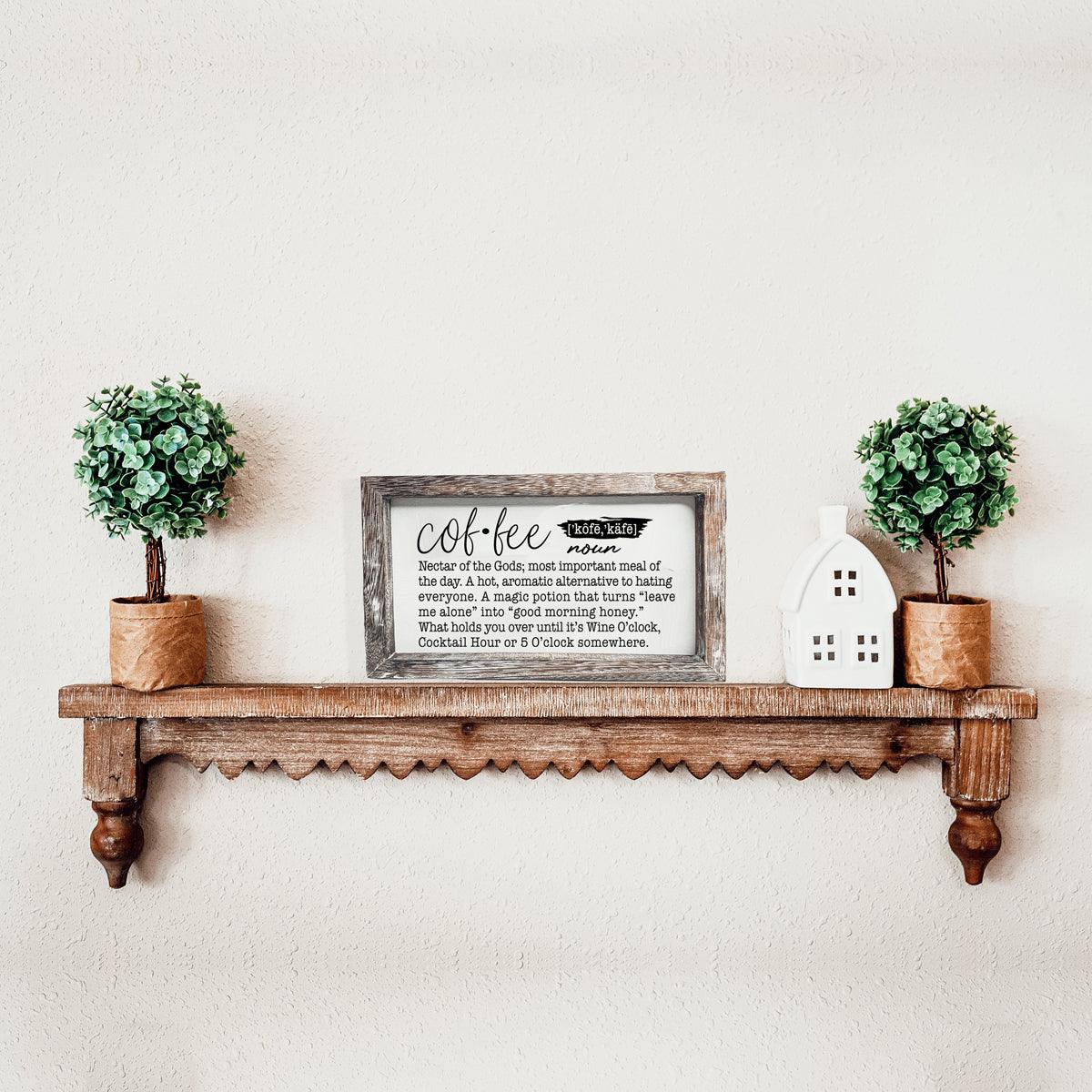 Coffee Definition Wooden Sign - 10x6 Coffee Bar Decor