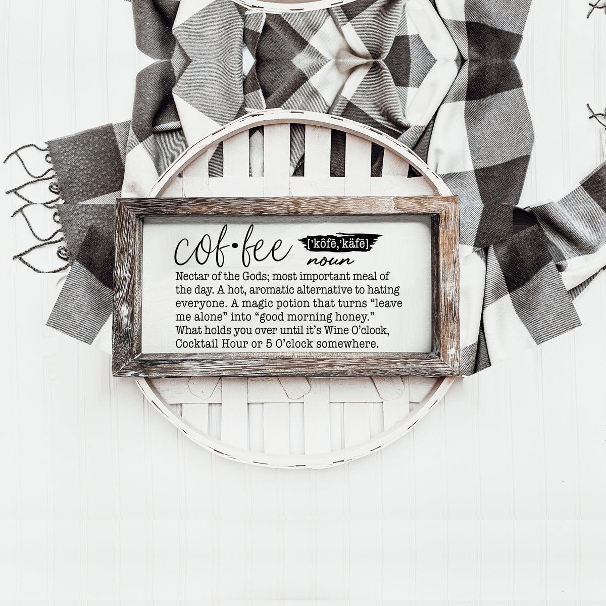 Coffee Definition Wooden Sign - 10x6 Coffee Bar Decor