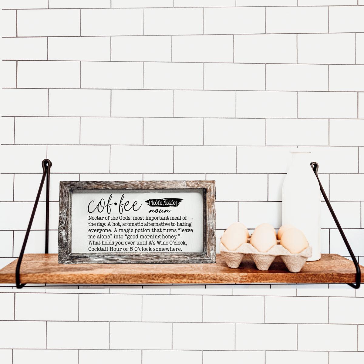 Coffee Definition Wooden Sign - 10x6 Coffee Bar Decor