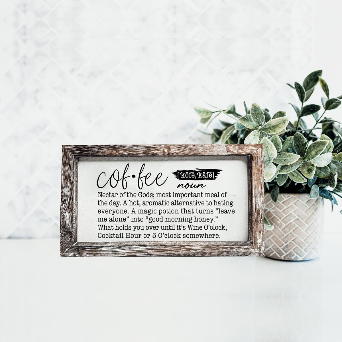 Coffee Definition Wooden Sign - 10x6 Coffee Bar Decor