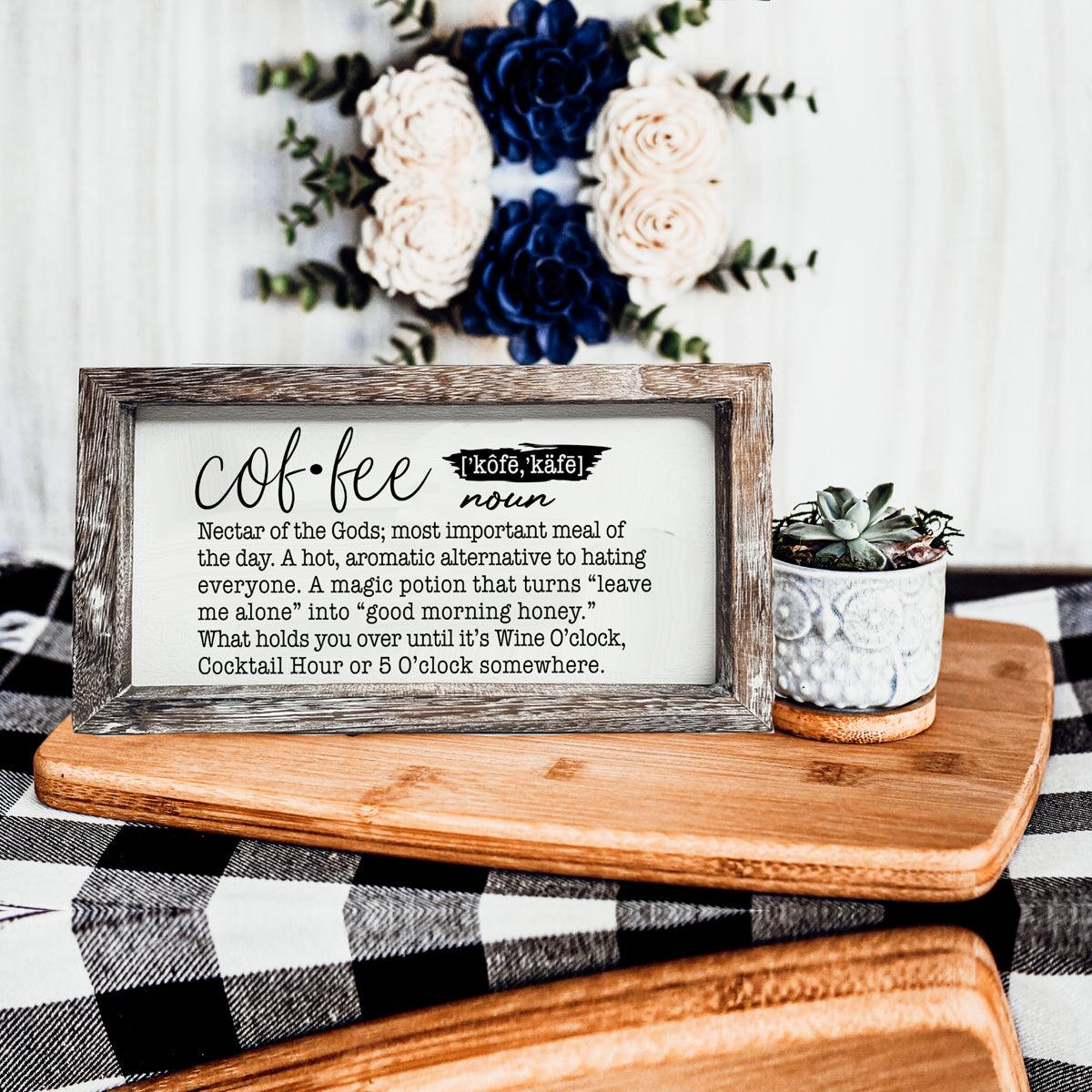 Coffee Definition Wooden Sign - 10x6 Coffee Bar Decor