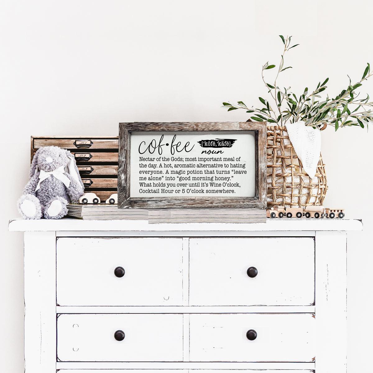 Coffee Definition Wooden Sign - 10x6 Coffee Bar Decor