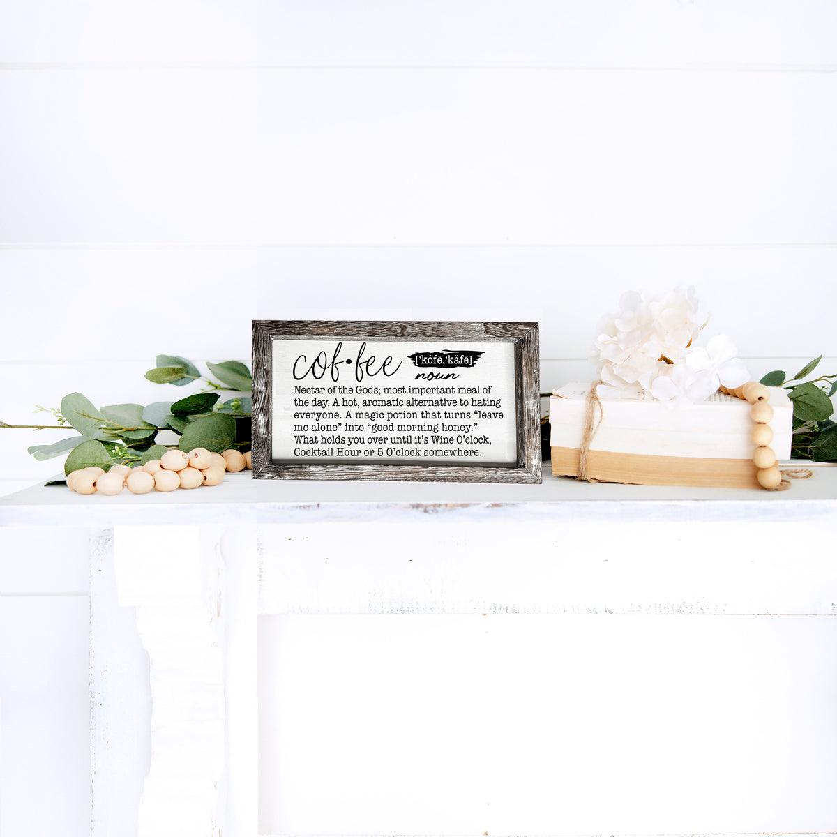 Coffee Definition Wooden Sign - 10x6 Coffee Bar Decor