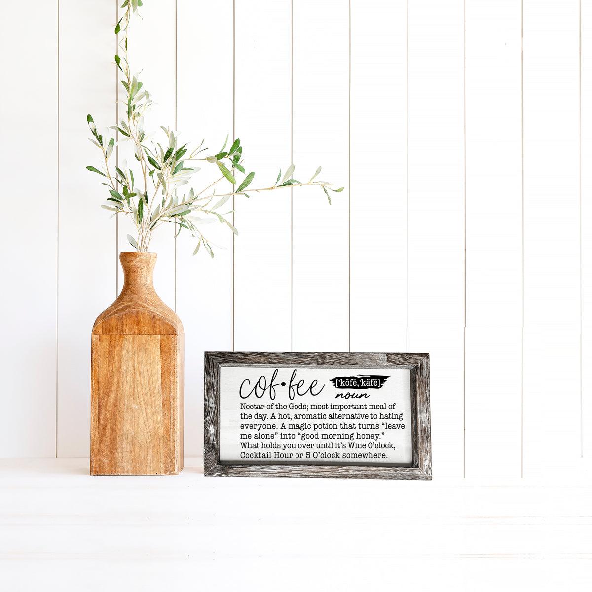 Coffee Definition Wooden Sign - 10x6 Coffee Bar Decor