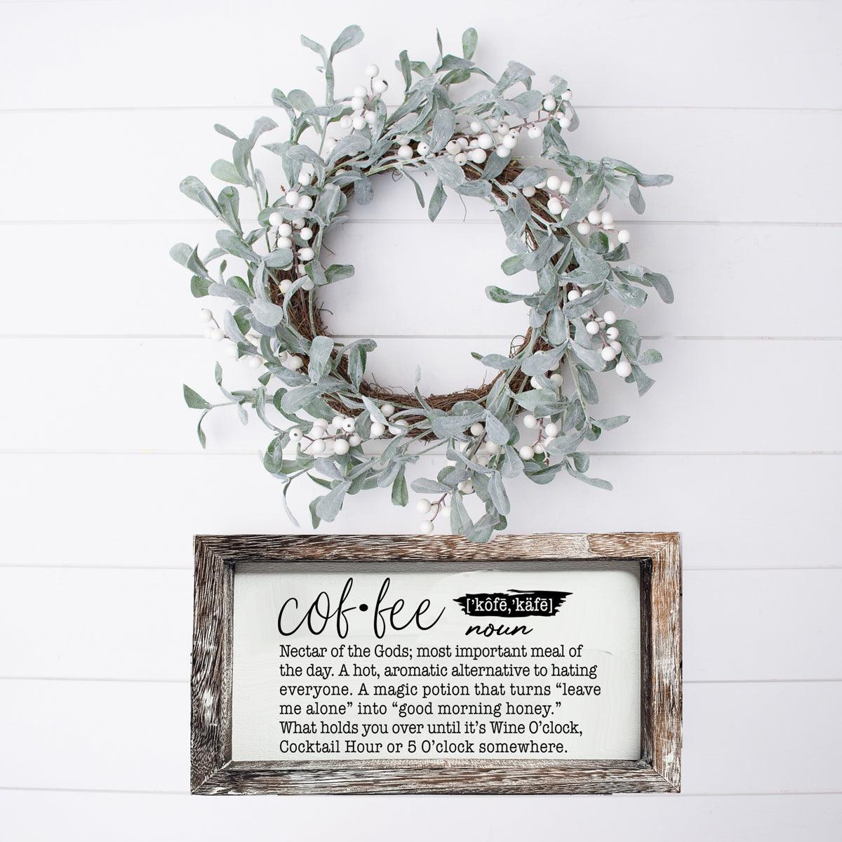 Coffee Definition Wooden Sign - 10x6 Coffee Bar Decor