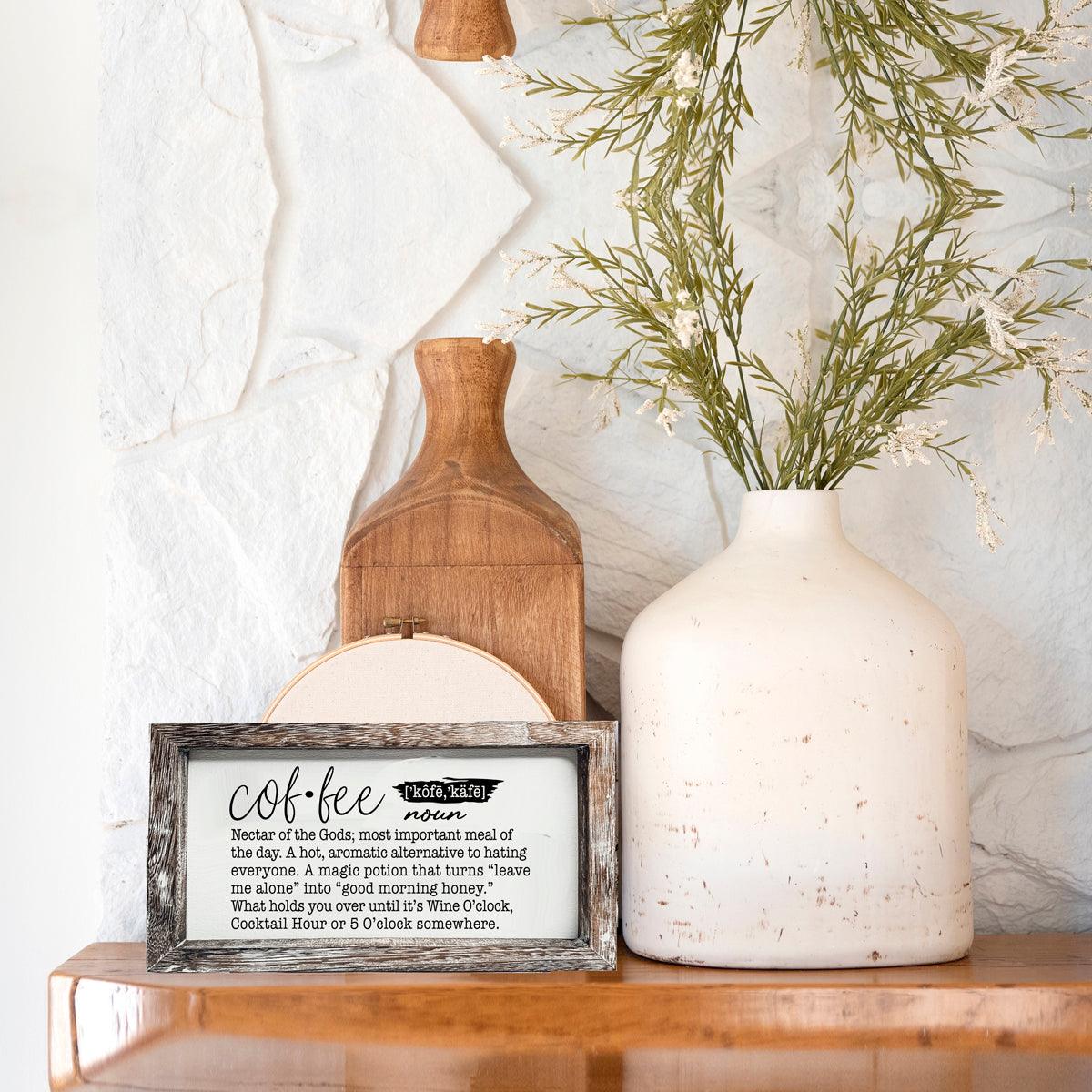 Coffee Definition Wooden Sign - 10x6 Coffee Bar Decor