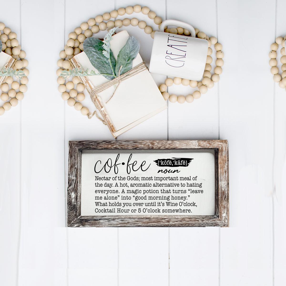 Coffee Definition Wooden Sign - 10x6 Coffee Bar Decor