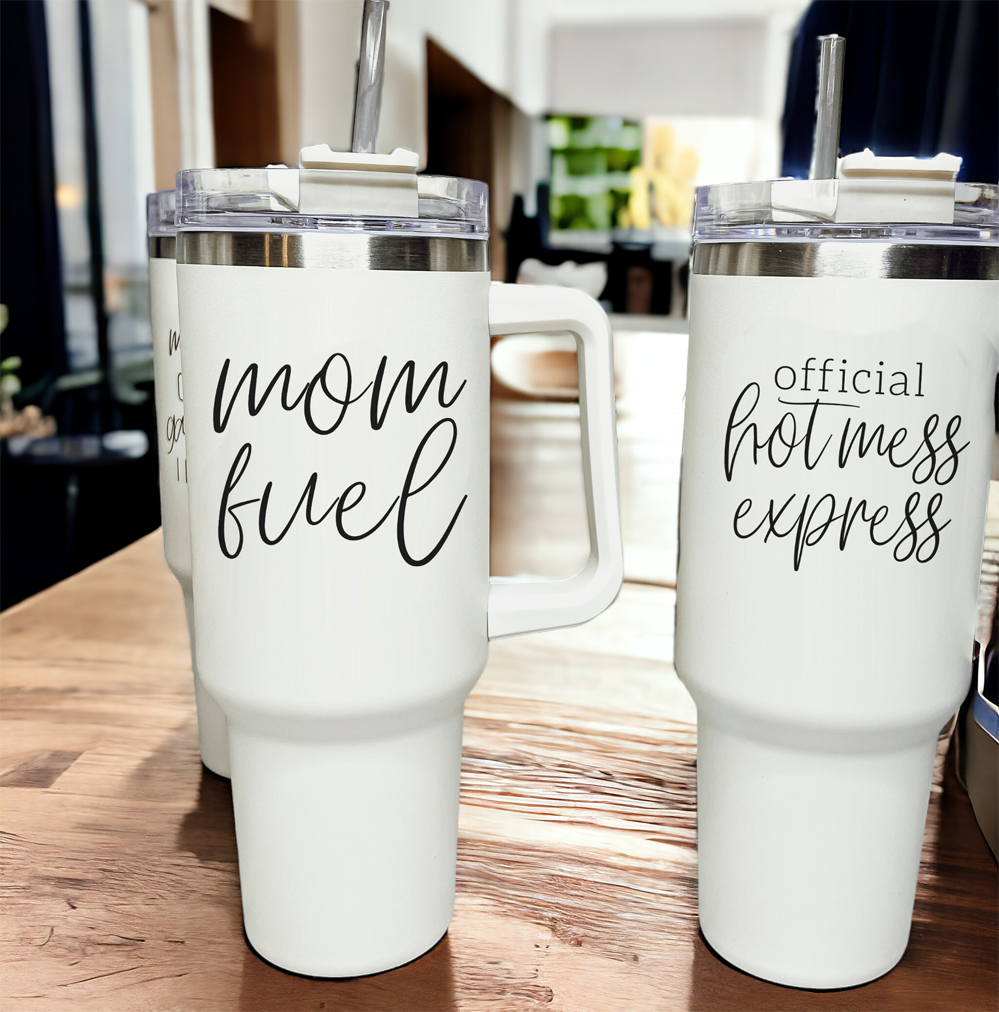 Mom Fuel 40oz Insulated Tumbler - Cream
