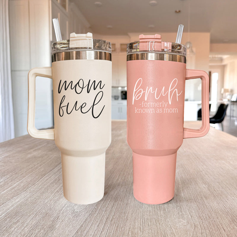 Mom Fuel 40oz Insulated Tumbler - Cream
