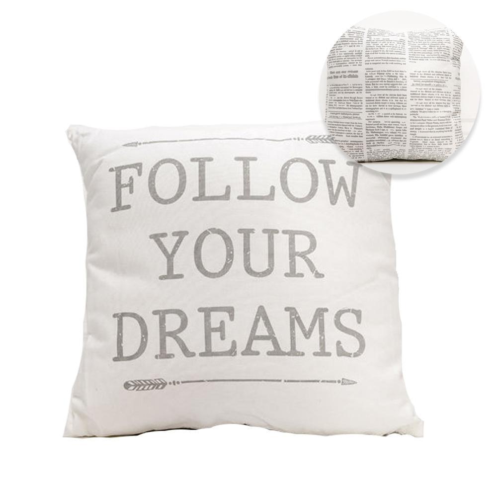Follow Your Dreams Canvas Pillow - 16x16 Reversible