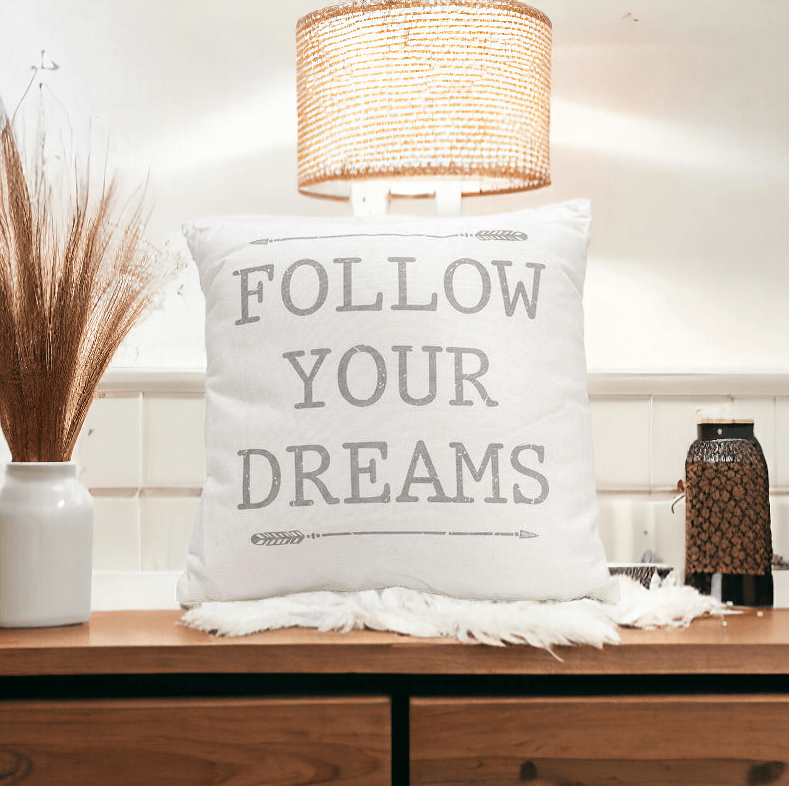 Follow Your Dreams Canvas Pillow - 16x16 Reversible