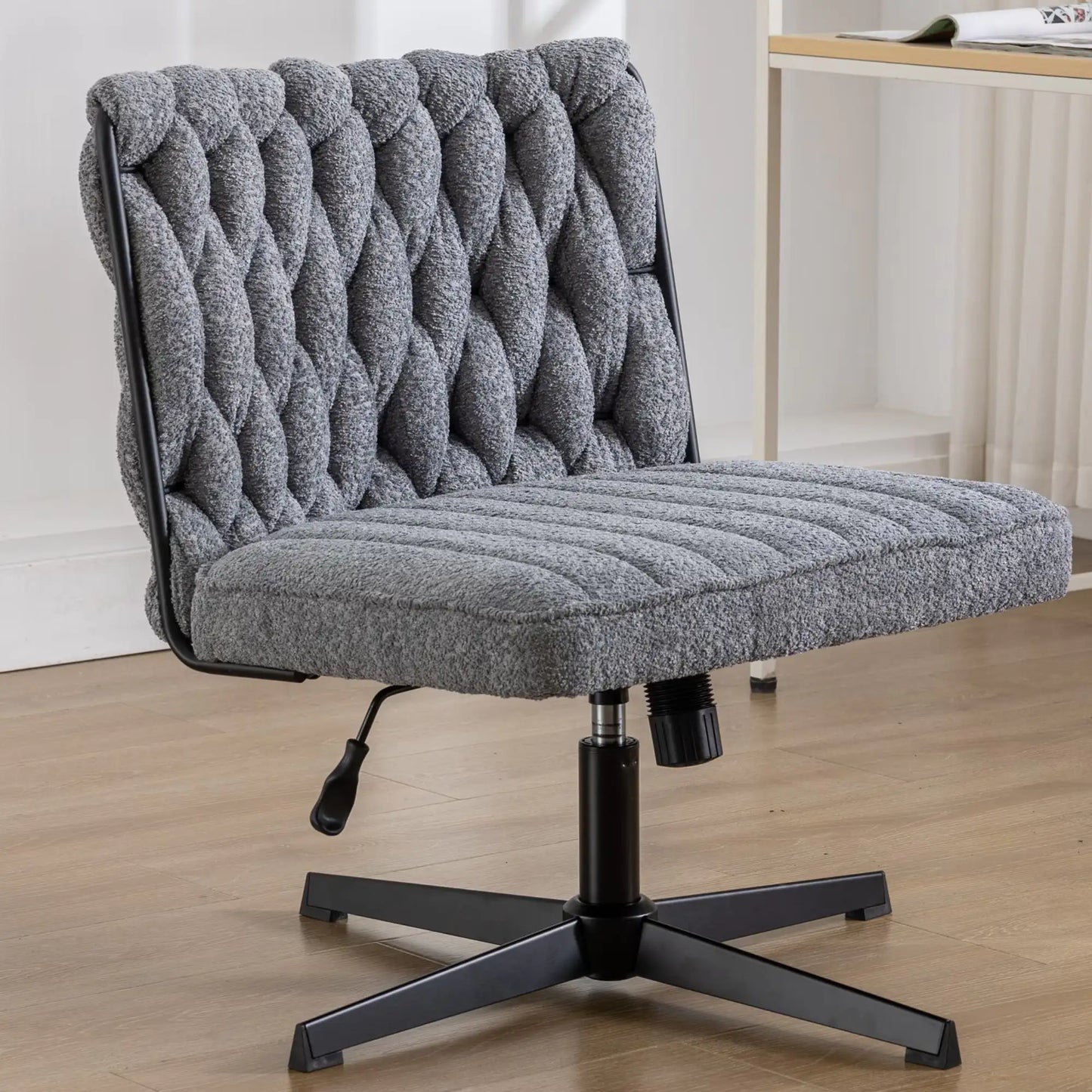 Armless Office Desk Chair No Wheels - Modern Stationary Chair