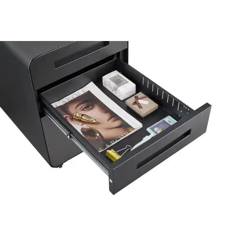 3 Drawer Mobile Filing Cabinet - Lockable Steel File Storage