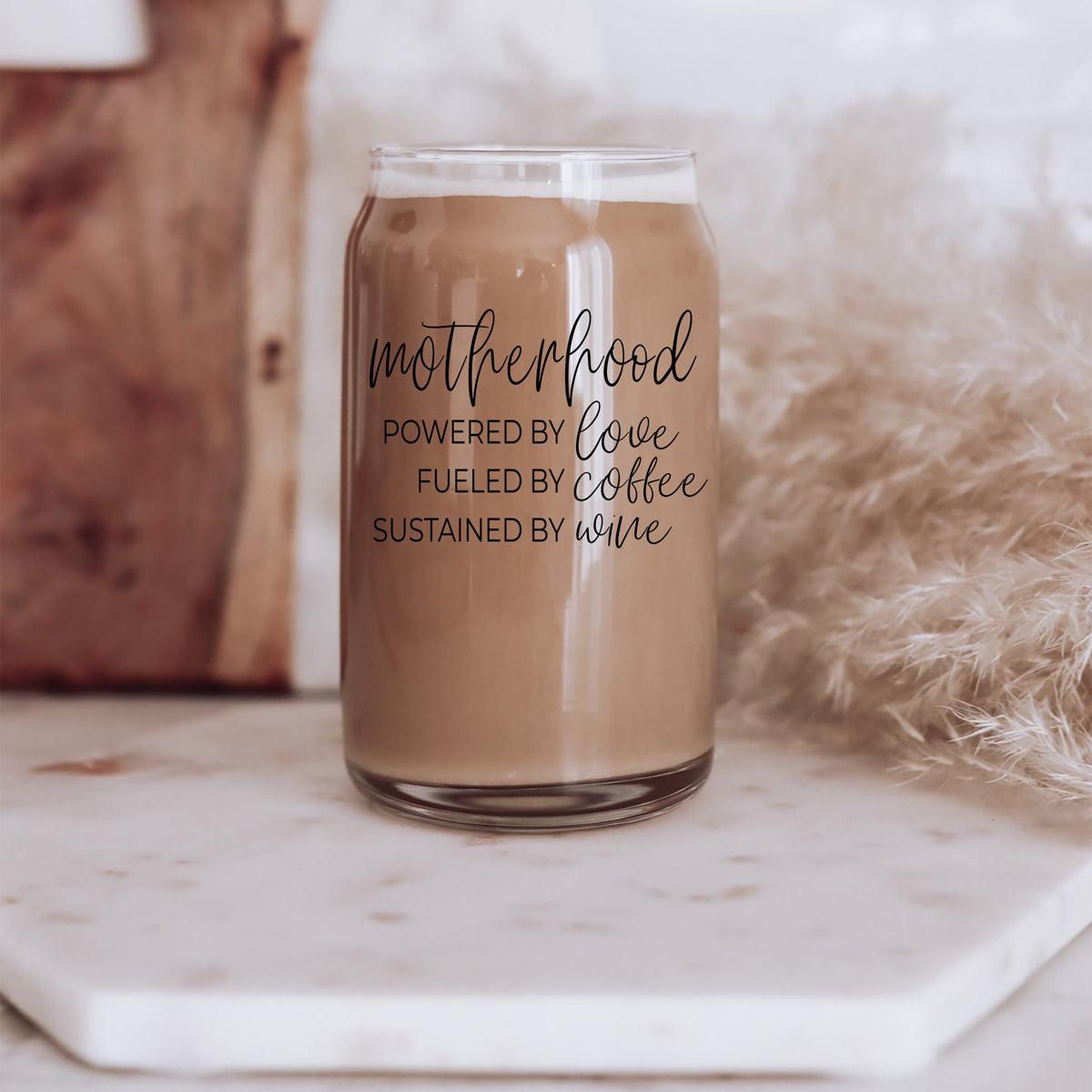 Motherhood Definition Glass Cup - 17oz with Bamboo Lid & Straws