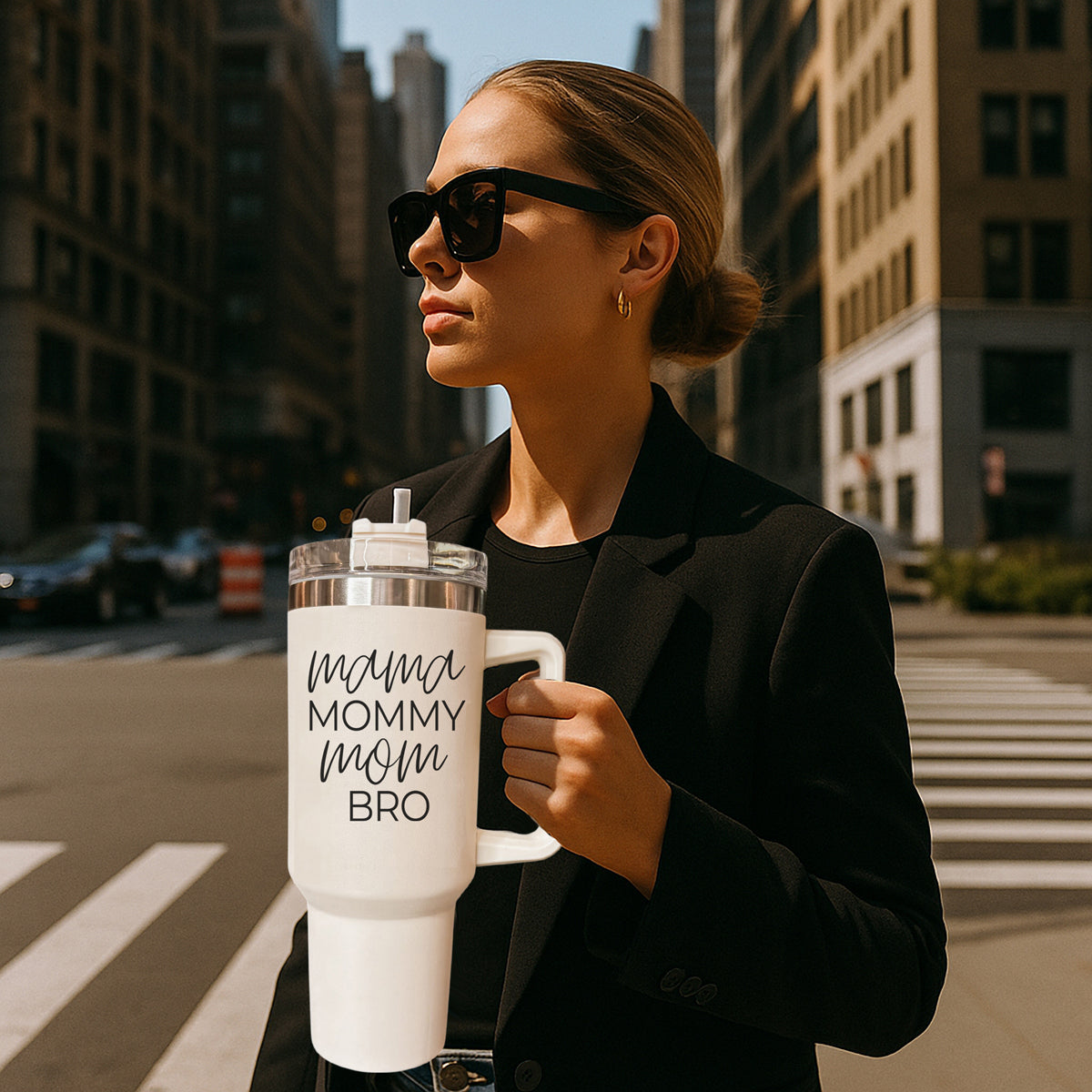 Mama Mommy Mom Bro 40oz Insulated Tumbler - Cream