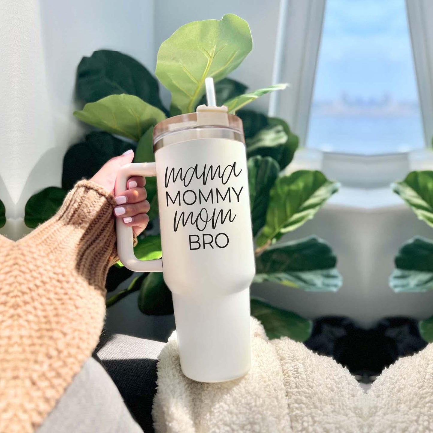 Mama Mommy Mom Bro 40oz Insulated Tumbler - Cream