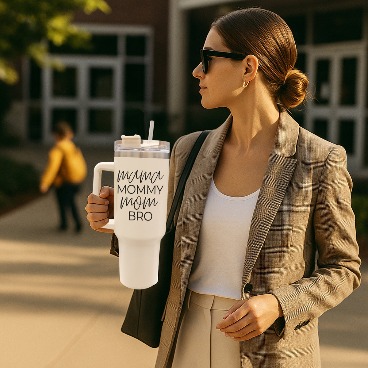 Mama Mommy Mom Bro 40oz Insulated Tumbler - Cream