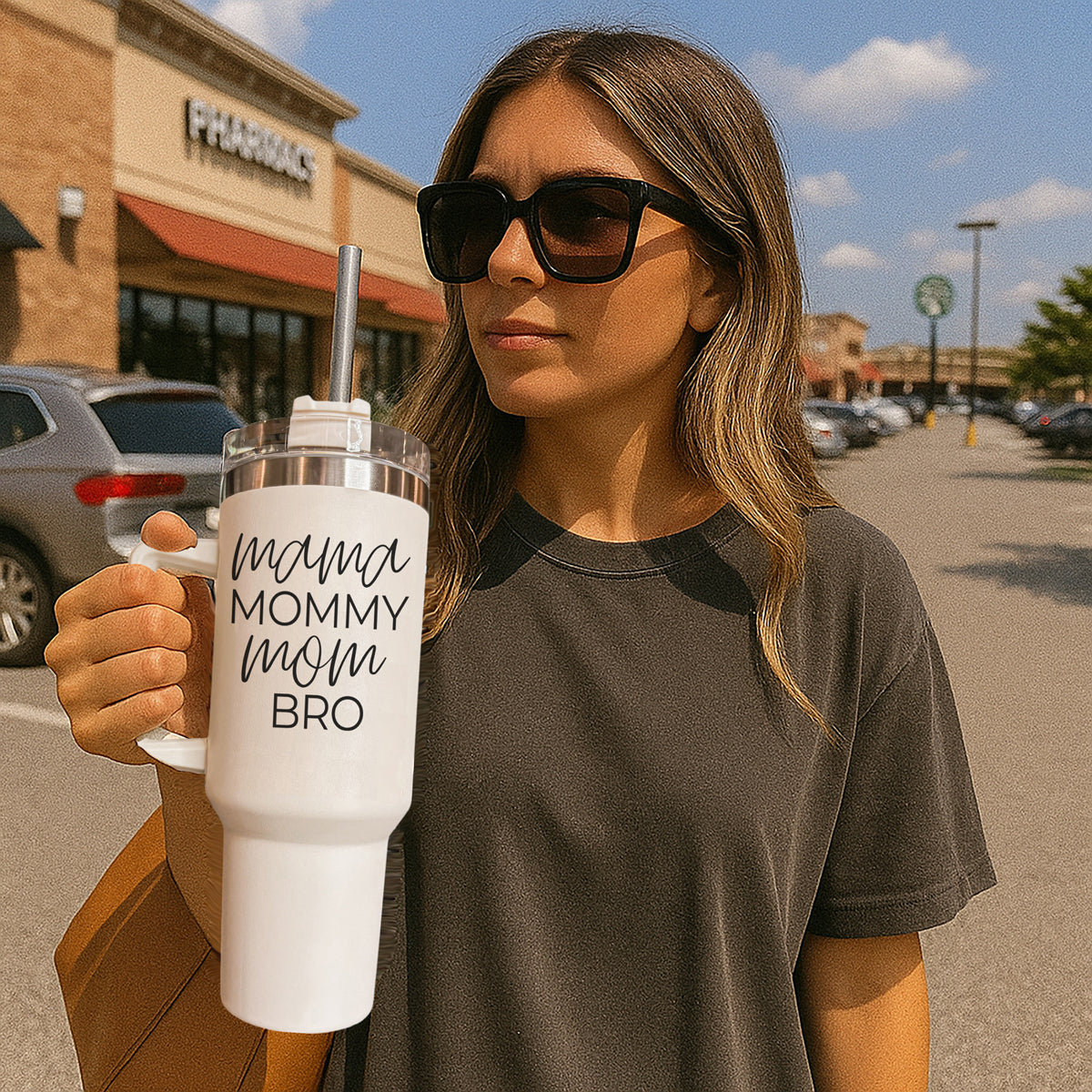 Mama Mommy Mom Bro 40oz Insulated Tumbler - Cream