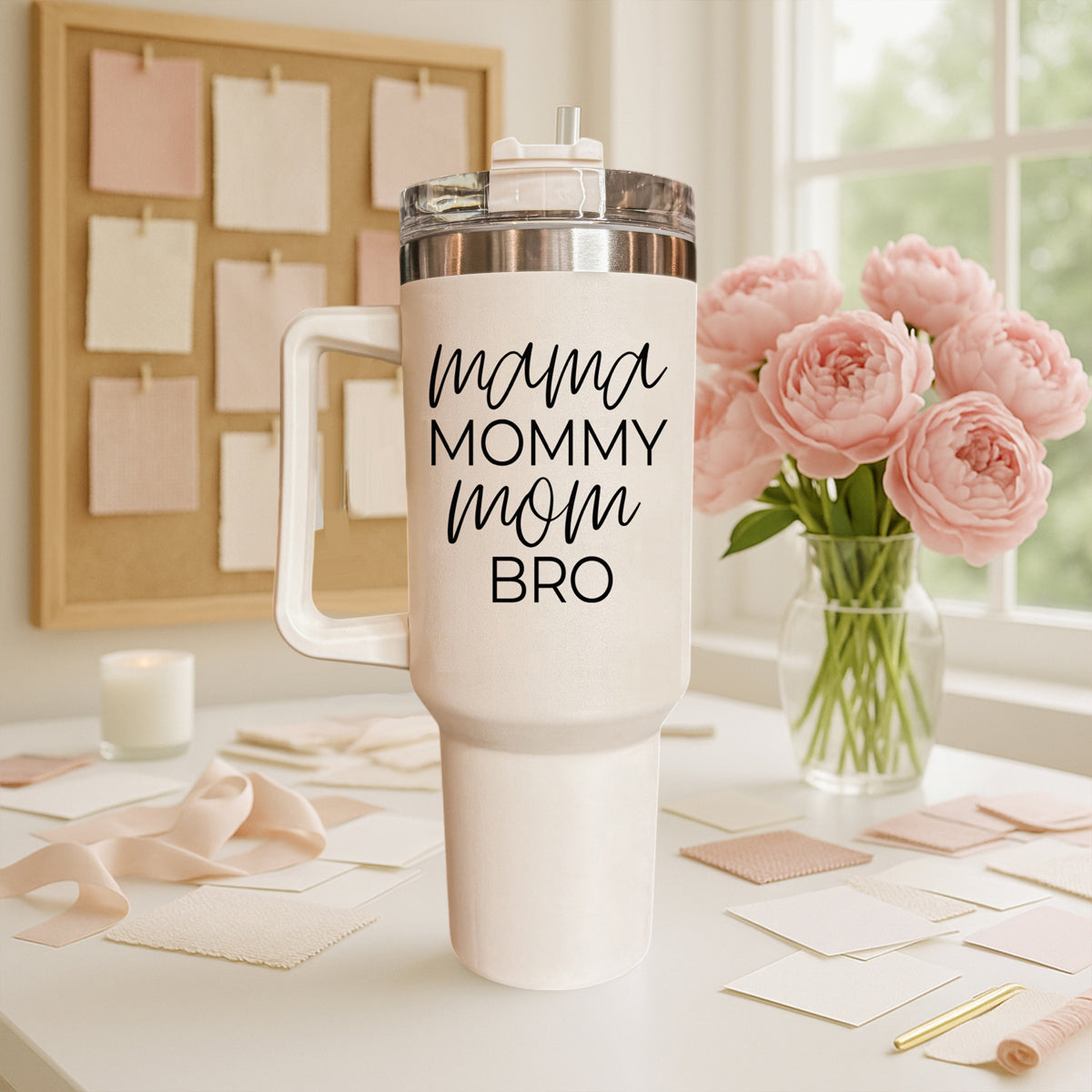 Mama Mommy Mom Bro 40oz Insulated Tumbler - Cream